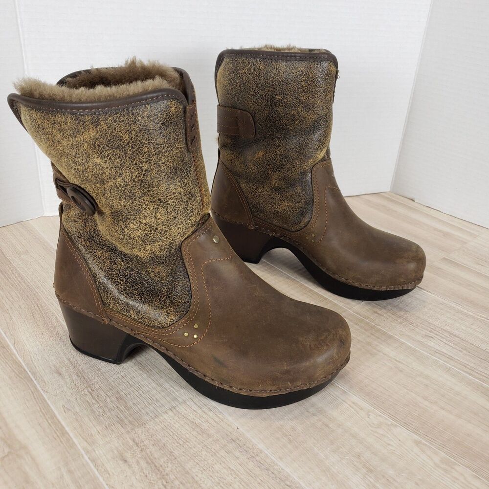 Dansko Boots Stormy Leather Shearling Lined Women's Size 36 US 5.5/6 Brown